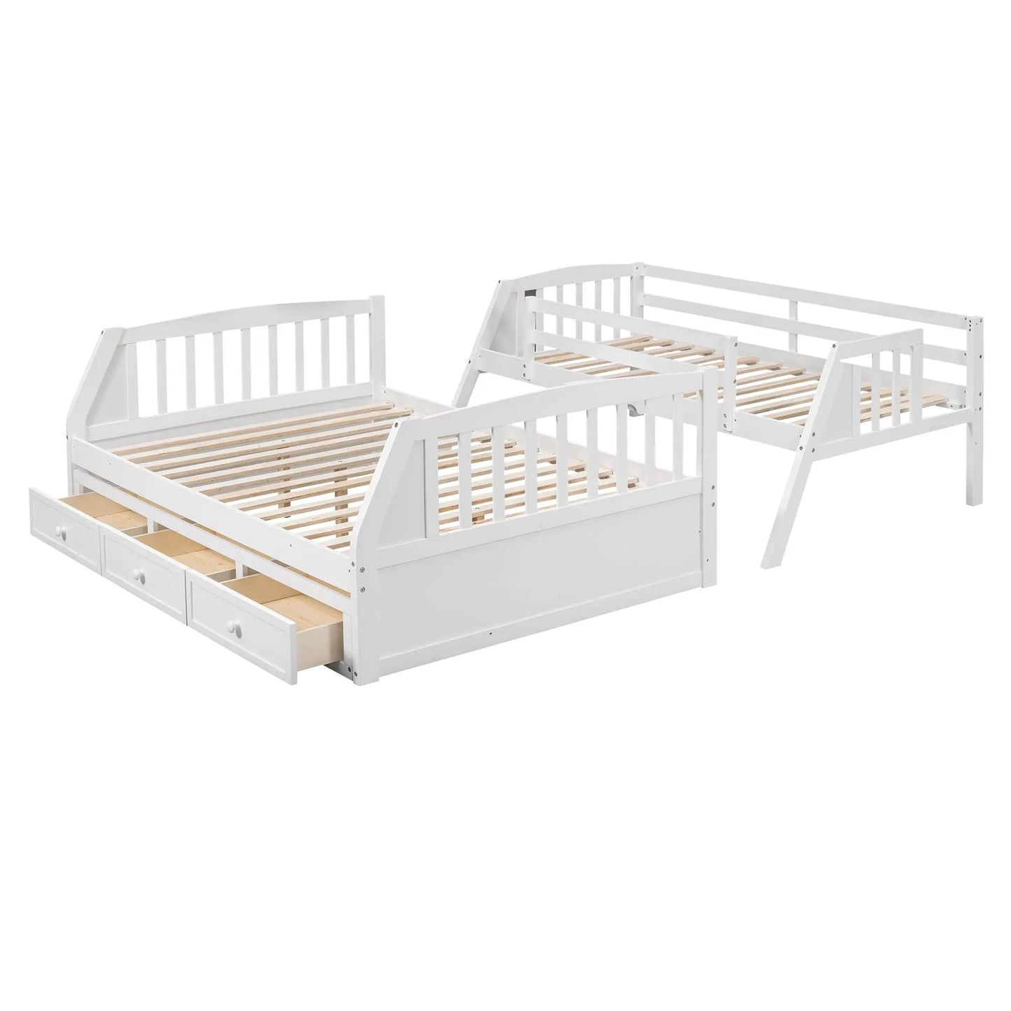 White bunk bed with drawers, ladder and storage staircase by Unique Piece Furniture on Tampa Home & Garden Store