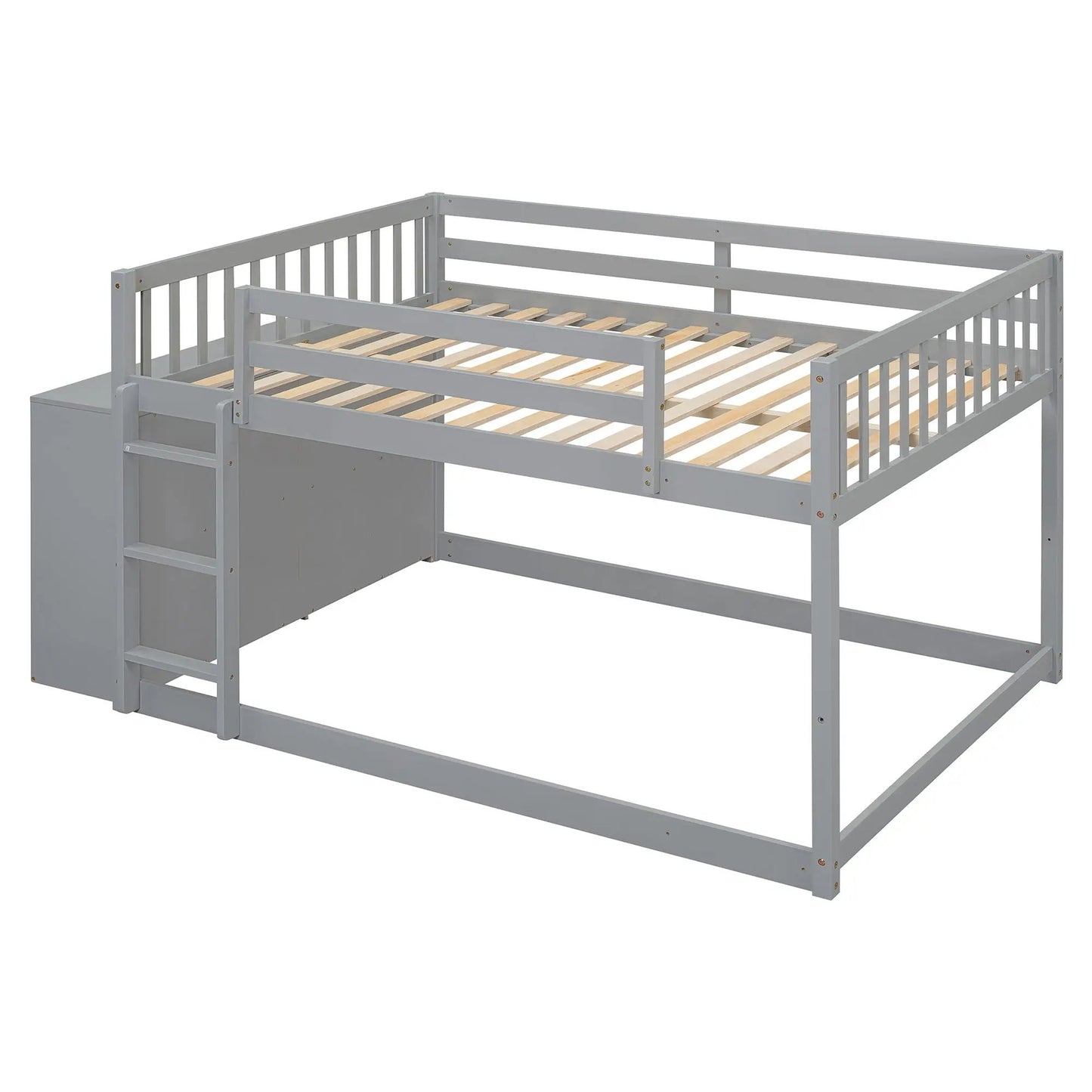 Bunk Bed With Four Drawers and Three Shelves