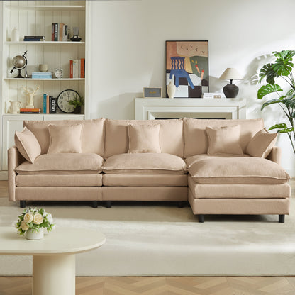 Premium Chenille L Shaped Sofa and Ottoman