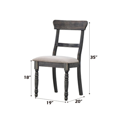 Linen Weathered Side Chair Set with Padded Light Brown Seat by HouseOfZazla on Tampa Home & Garden Store