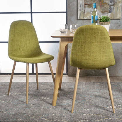 Modern Minimalist Fabric Dining Chairs in olive green with wooden legs, set of 2 by HouseOfZazla on Tampa Home & Garden Store