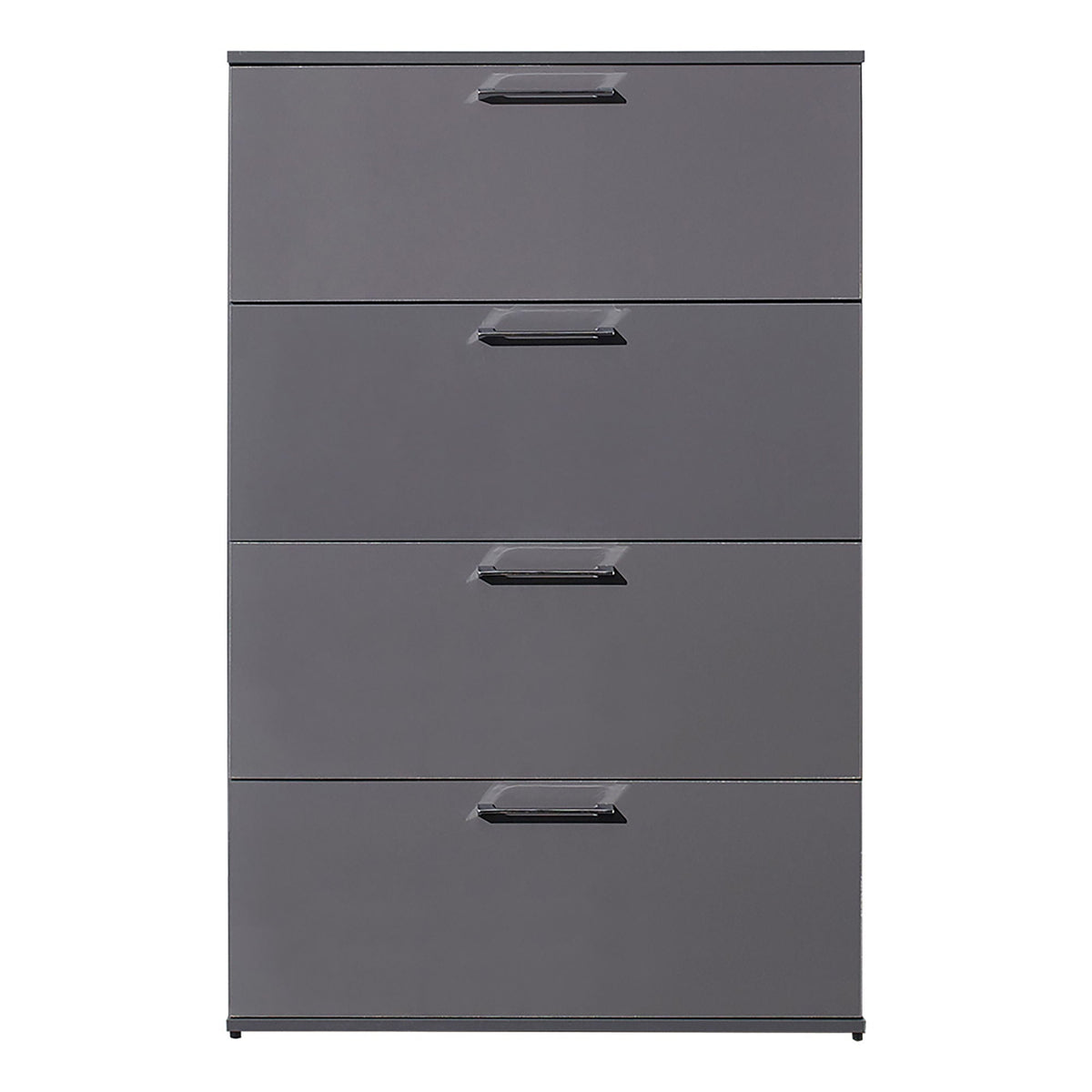 Glossy 4-drawer accent chest in dark gray with chrome pulls by HouseOfZazla on Tampa Home & Garden Store