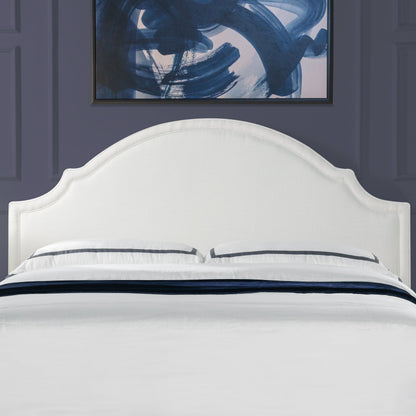 Catherine Upholstered King Headboard Antique HouseOfZazla white curved headboard with piping on Tampa Home & Garden Store