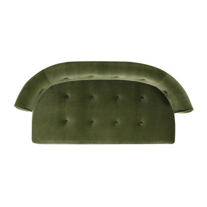 Jared Versatile Roll-Arm Tufted Bench Settee in green velvet with button tufting on Tampa Home & Garden Store