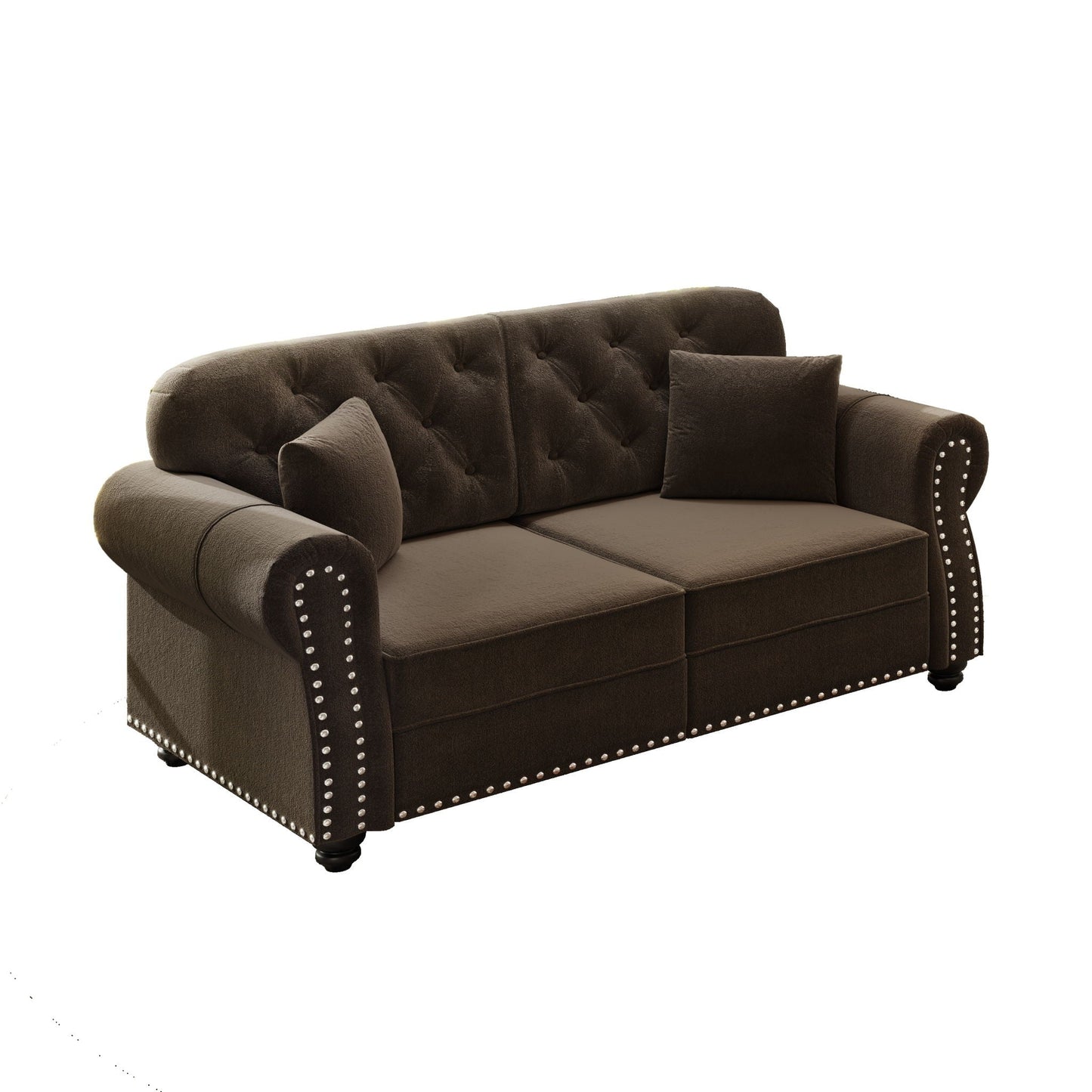 Plush Upholstered Chesterfield Sofa and Nailhead