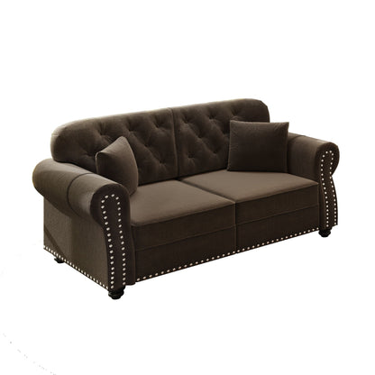 Plush Upholstered Chesterfield Sofa and Nailhead