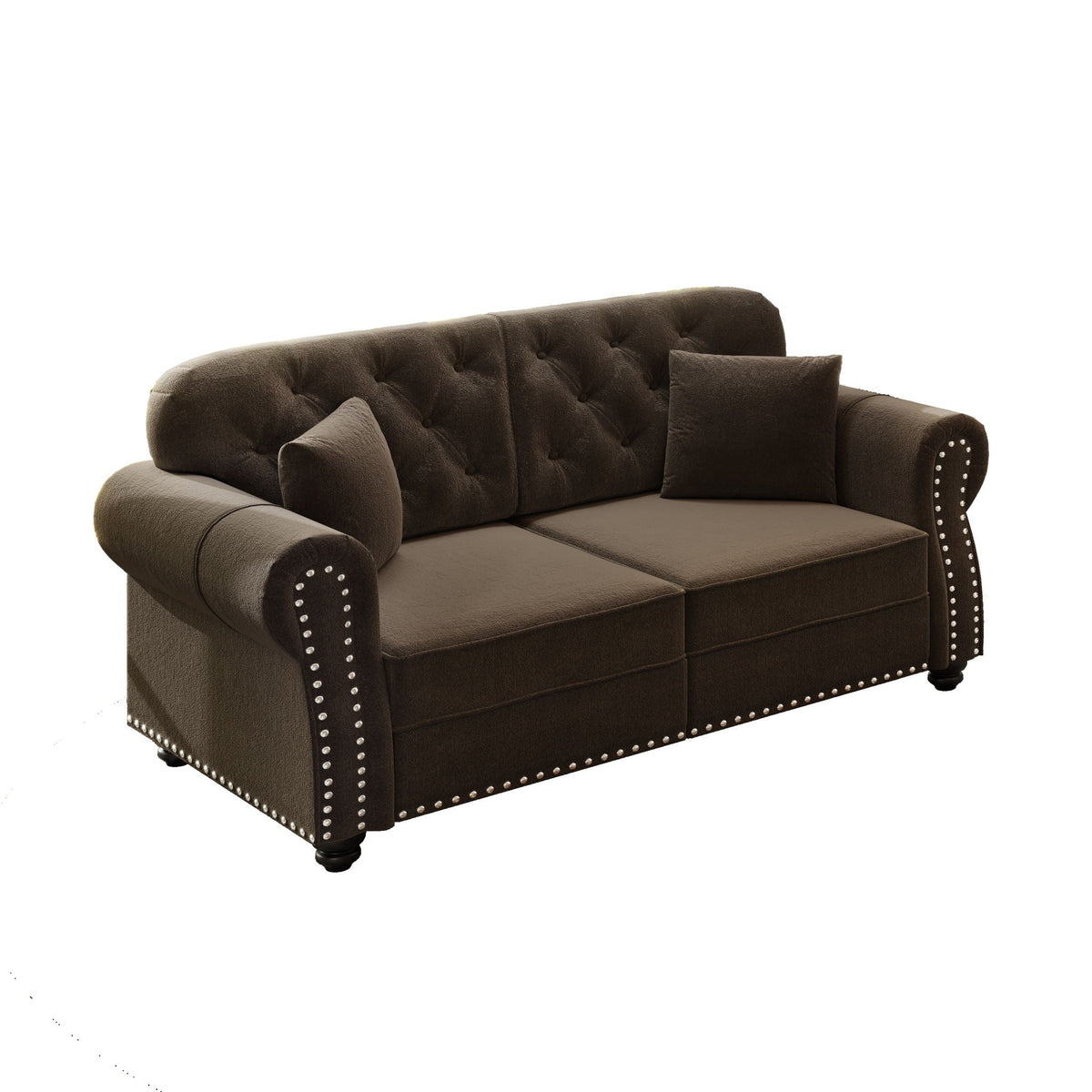 Upholstered Sofa Set with Nailhead and Pillows