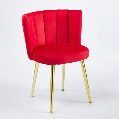 Ergonomic dining chair set of 2 in red velvet upholstery with gold legs on Tampa Home & Garden Store