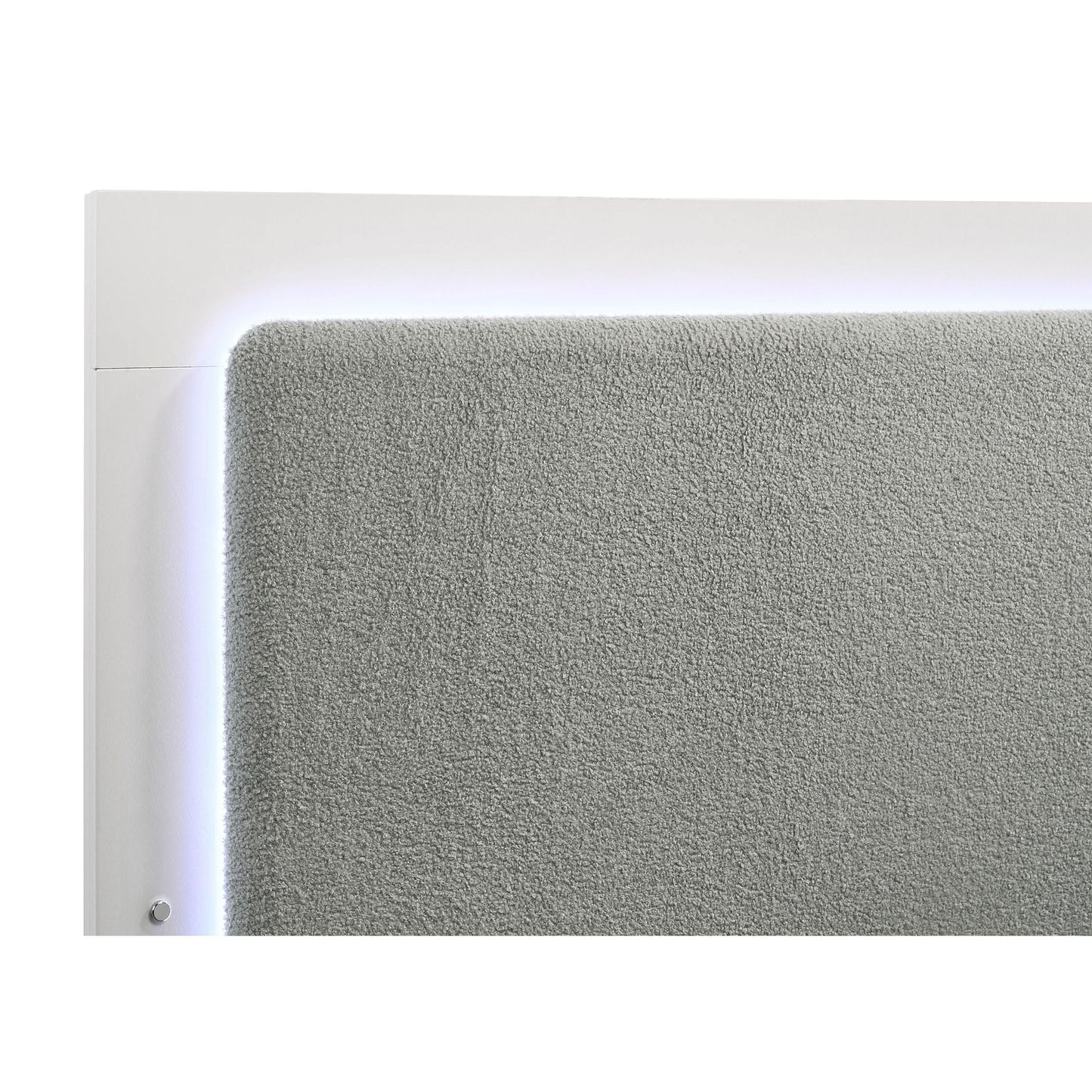 Sophia panel bed with LED headboard, white frame and grey fabric panel by HouseOfZazla on Tampa Home & Garden Store