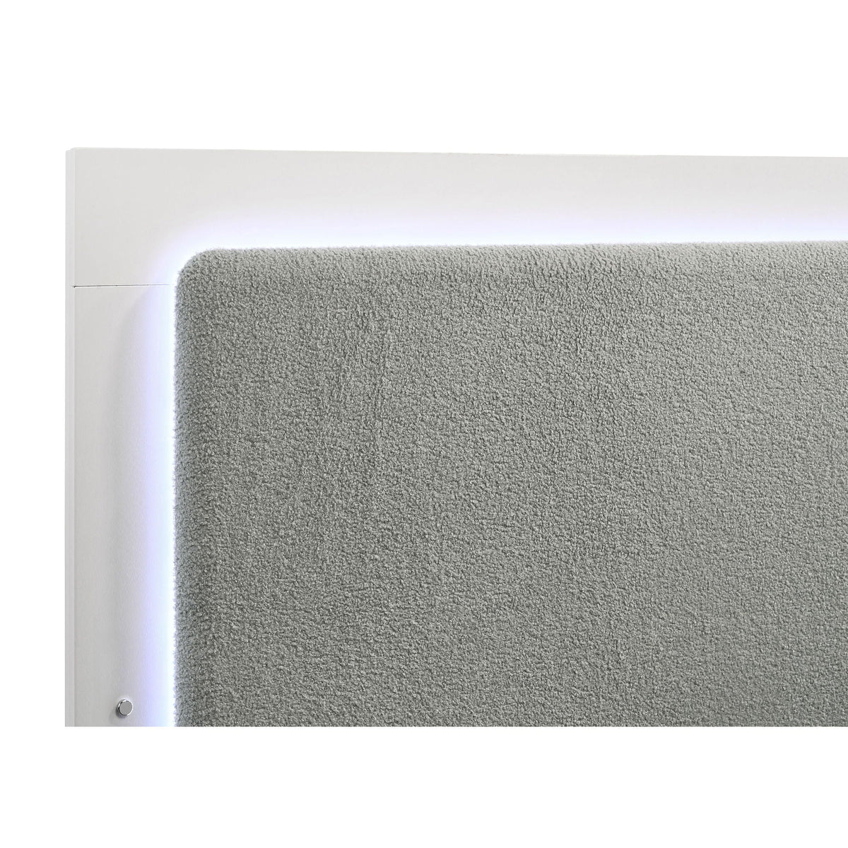 Sophia panel bed with LED headboard, white frame and grey fabric panel by HouseOfZazla on Tampa Home & Garden Store