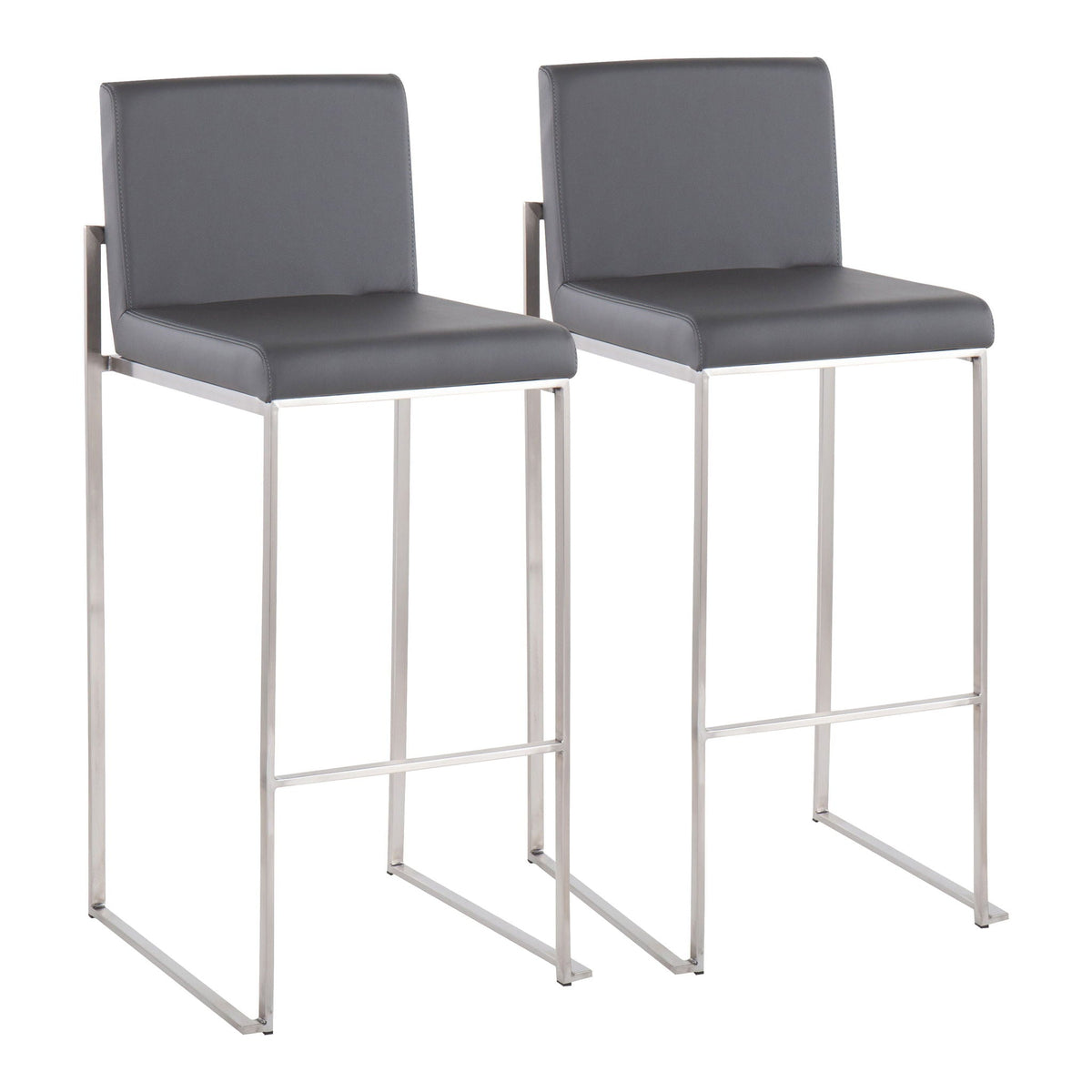 High-back barstool set gray upholstered seats with chrome frames pair on Tampa Home & Garden Store