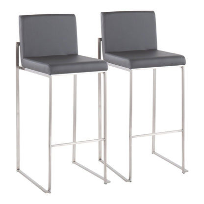 High-back barstool set gray upholstered seats with chrome frames pair on Tampa Home & Garden Store