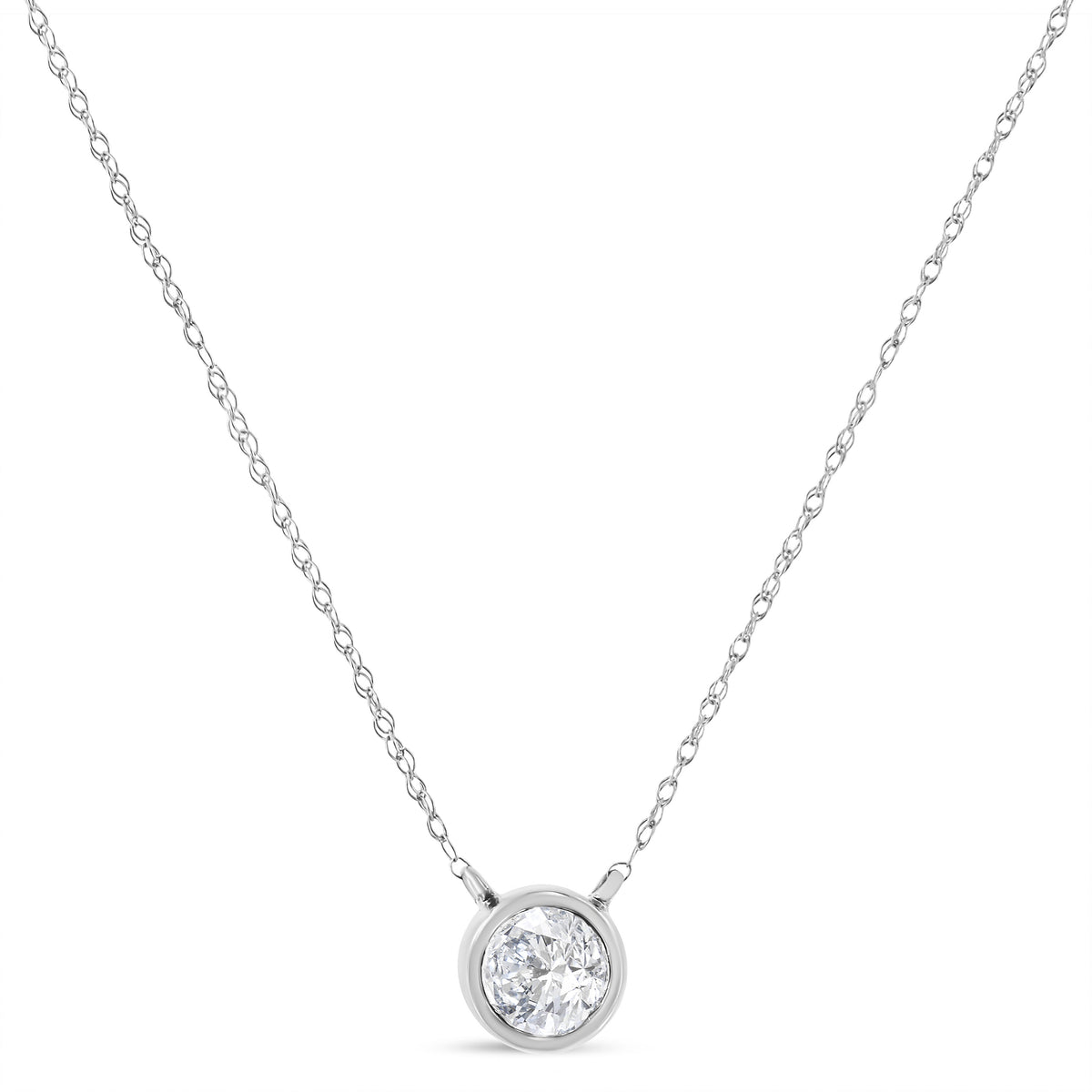14K white gold bezel-set lab-grown diamond pendant necklace with 16-18 in chain on Tampa Home & Garden Store