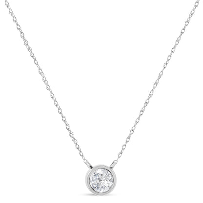 14K white gold bezel-set lab-grown diamond pendant necklace with 16-18 in chain on Tampa Home & Garden Store