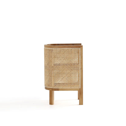 Modern Chic End Table with Two Shelves, light brown wood frame and cane-woven panel by HouseOfZazla on Tampa Home & Garden Store