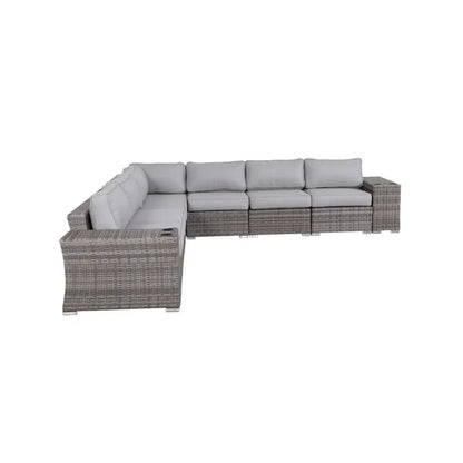Rattan sectional sofa with cushions, wicker frame, stationary by Unique Piece Furniture on Tampa Home & Garden Store