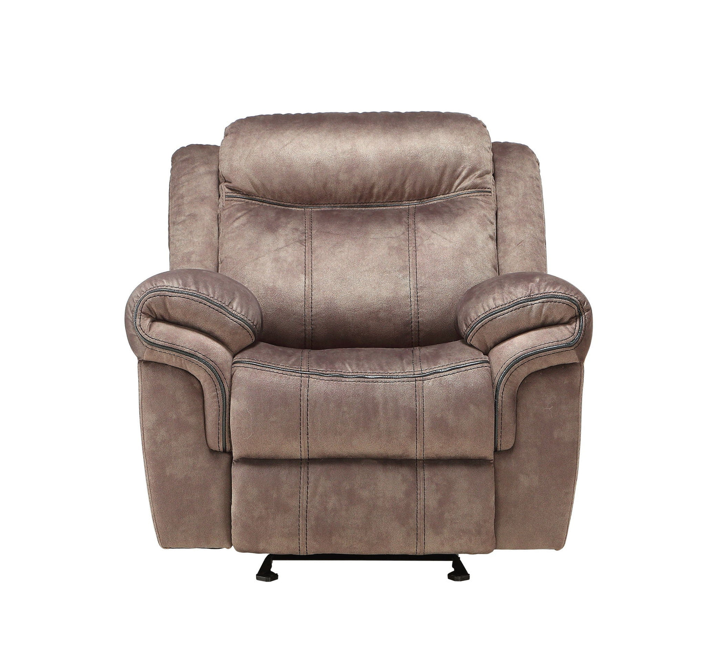 Zubaida two-tone glider recliner, brown fabric with contrast stitching, HouseOfZazla on Tampa Home & Garden Store