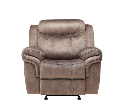 Zubaida two-tone glider recliner, brown fabric with contrast stitching, HouseOfZazla on Tampa Home & Garden Store