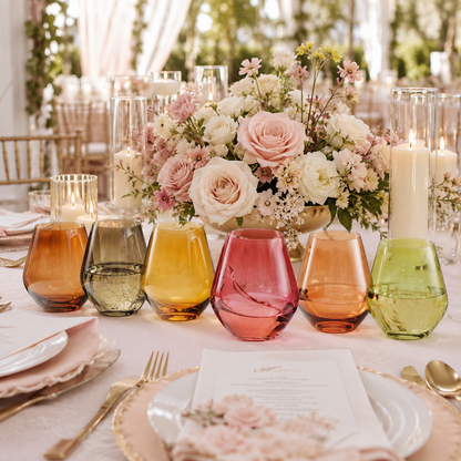 Fortuna Set Of Six Clear Stemless Wine Glasses