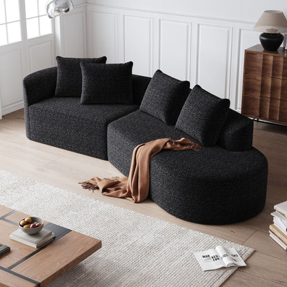 Chenille Sectional Sofa and Soft Throw Pillows