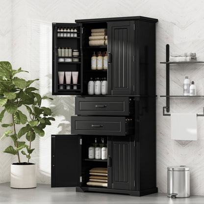 Multi functional storage cabinet by HouseOfZazla adjustable shelves and 2 drawers black finish on Tampa Home & Garden Store