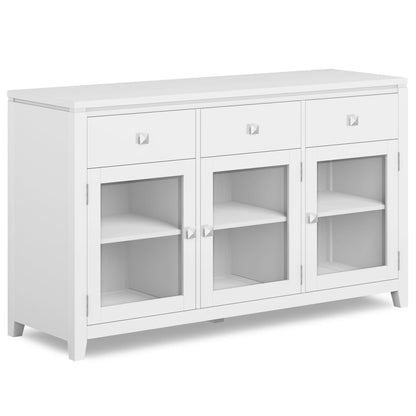 Handcrafted white sideboard buffet with glass doors by HouseOfZazla, glass-front cabinets on Tampa Home & Garden Store
