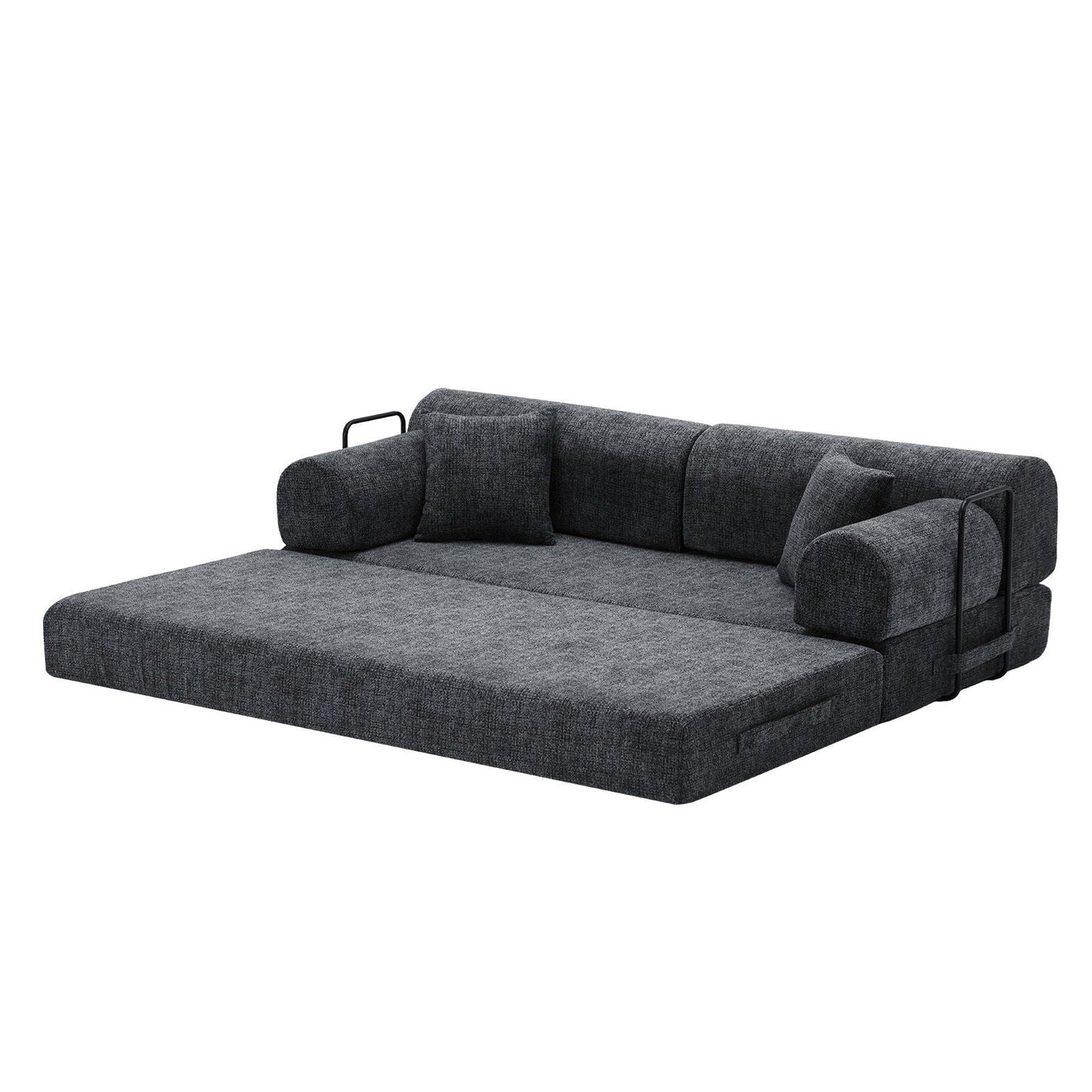 Modern Two Tone Fabric Sofa and Convertible Bed