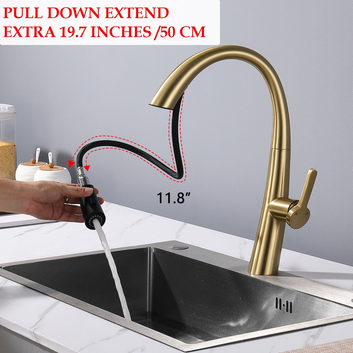 Single Handle And Stainless Steel Kitchen Faucet