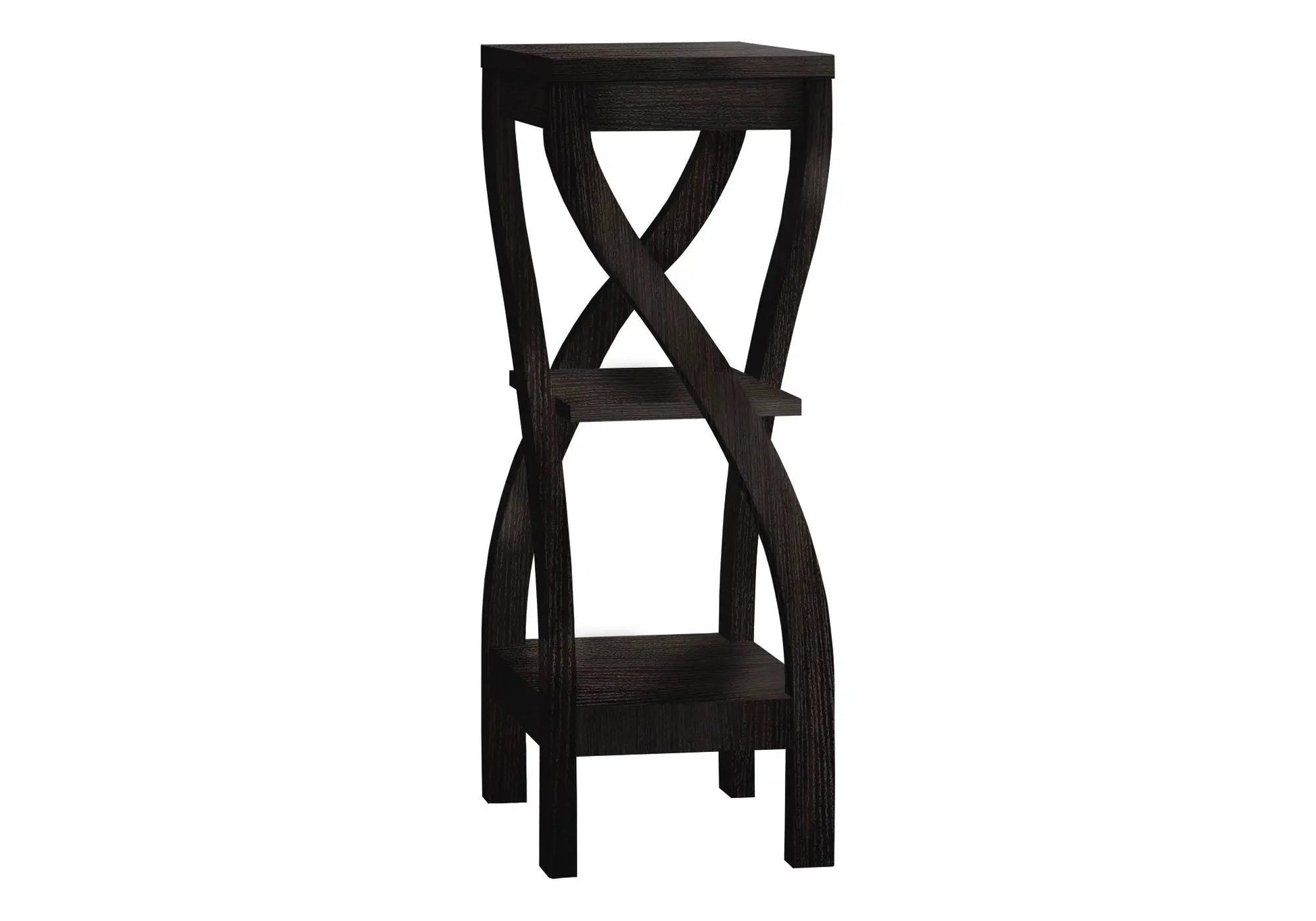 Accent table Unique Piece Furniture, square dark wood top with crisscross X-legged frame on Tampa Home & Garden Store