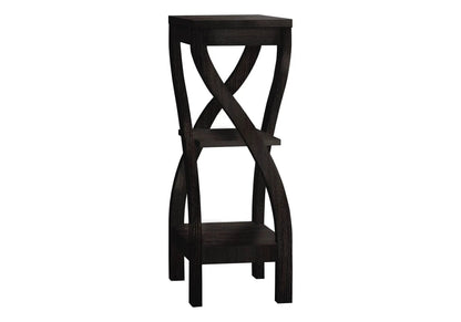 Accent table Unique Piece Furniture, square dark wood top with crisscross X-legged frame on Tampa Home & Garden Store