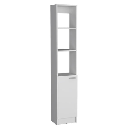 White linen cabinet with adjustable shelves, 1-door 6-shelf design, HouseOfZazla on Tampa Home & Garden Store