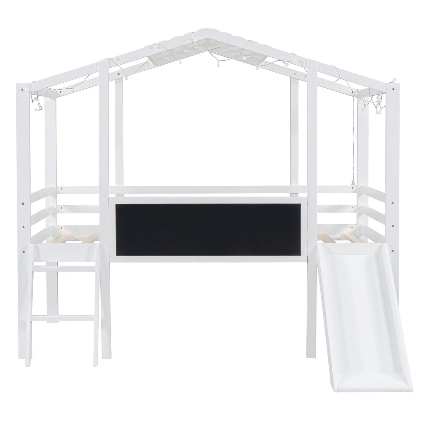 Loft House Bed With Ladder and Slide and Light