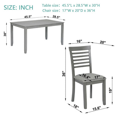 5 Piece Modern Dining Set Table With Chairs