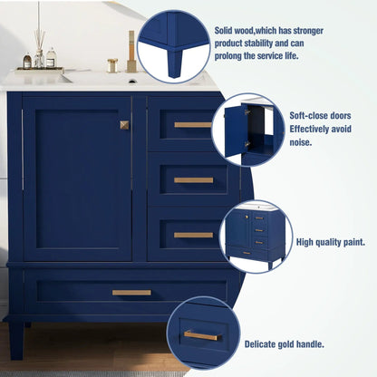 Bathroom Vanity With Sink Solid Wood Cabinet