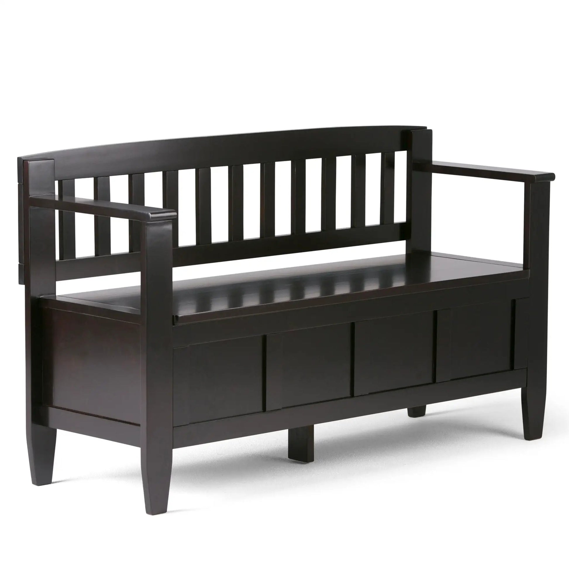 Brooklyn entryway storage bench dark espresso with slat back and shelf by Unique Piece Furniture on Tampa Home & Garden Store