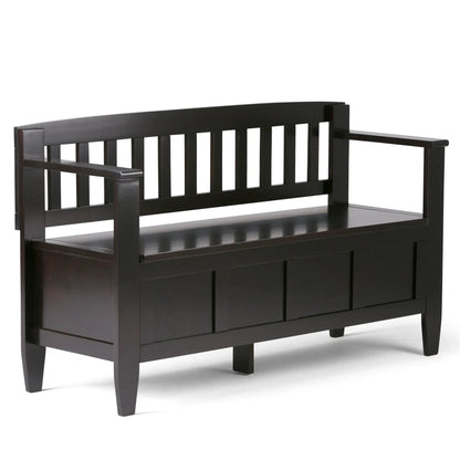 Brooklyn entryway storage bench dark espresso with slat back and shelf by Unique Piece Furniture on Tampa Home & Garden Store