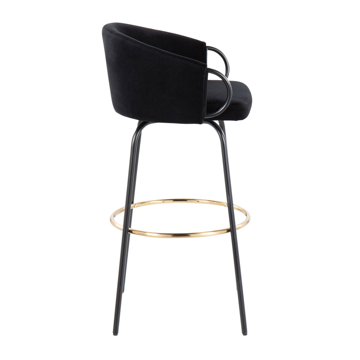 Claire Contemporary Black Velvet Barstools with Footrest, gold ring, HouseOfZazla set of 2 on Tampa Home & Garden Store