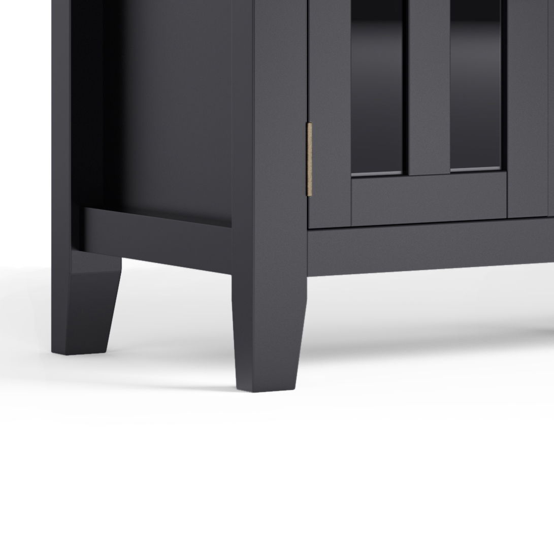 Artisan solid wood TV stand with flip drawer, dark gray finish and sturdy legs on Tampa Home & Garden Store