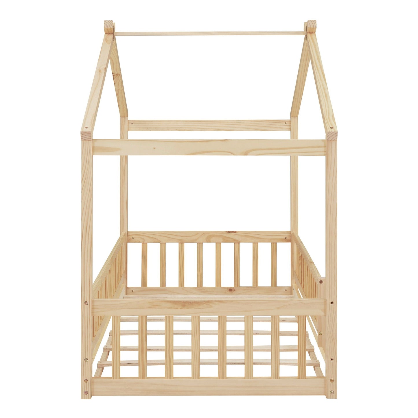 Bed House Bed Frame With Fence natural pine wood by Unique Piece Furniture Canopy 1 frame on Tampa Home & Garden Store
