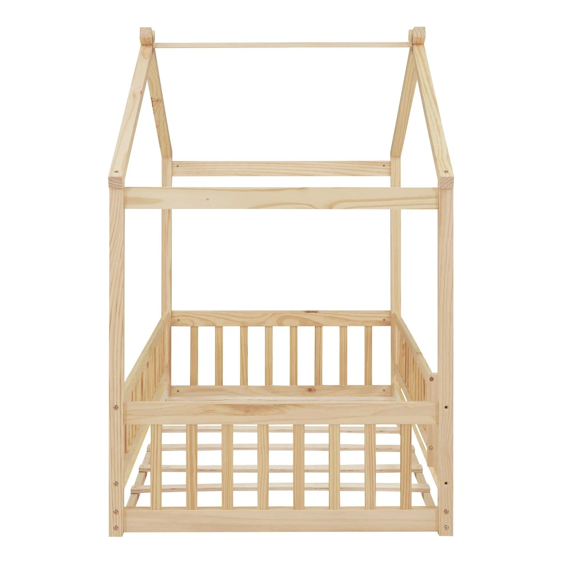 Bed House Bed Frame With Fence natural pine wood by Unique Piece Furniture Canopy 1 frame on Tampa Home & Garden Store