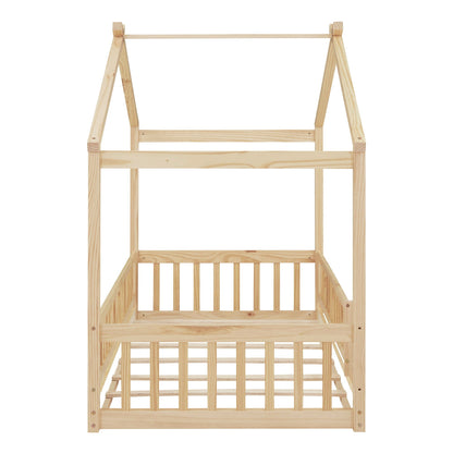 Bed House Bed Frame With Fence natural pine wood by Unique Piece Furniture Canopy 1 frame on Tampa Home & Garden Store