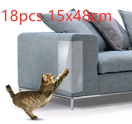 Cat Claw Protector Sofa Pads Pet Zen transparent sofa leg guards on gray couch 18pcs 15x48cm on Tampa Home & Garden Store