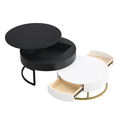 Round Lift-Top Nesting Coffee Tables with Drawers