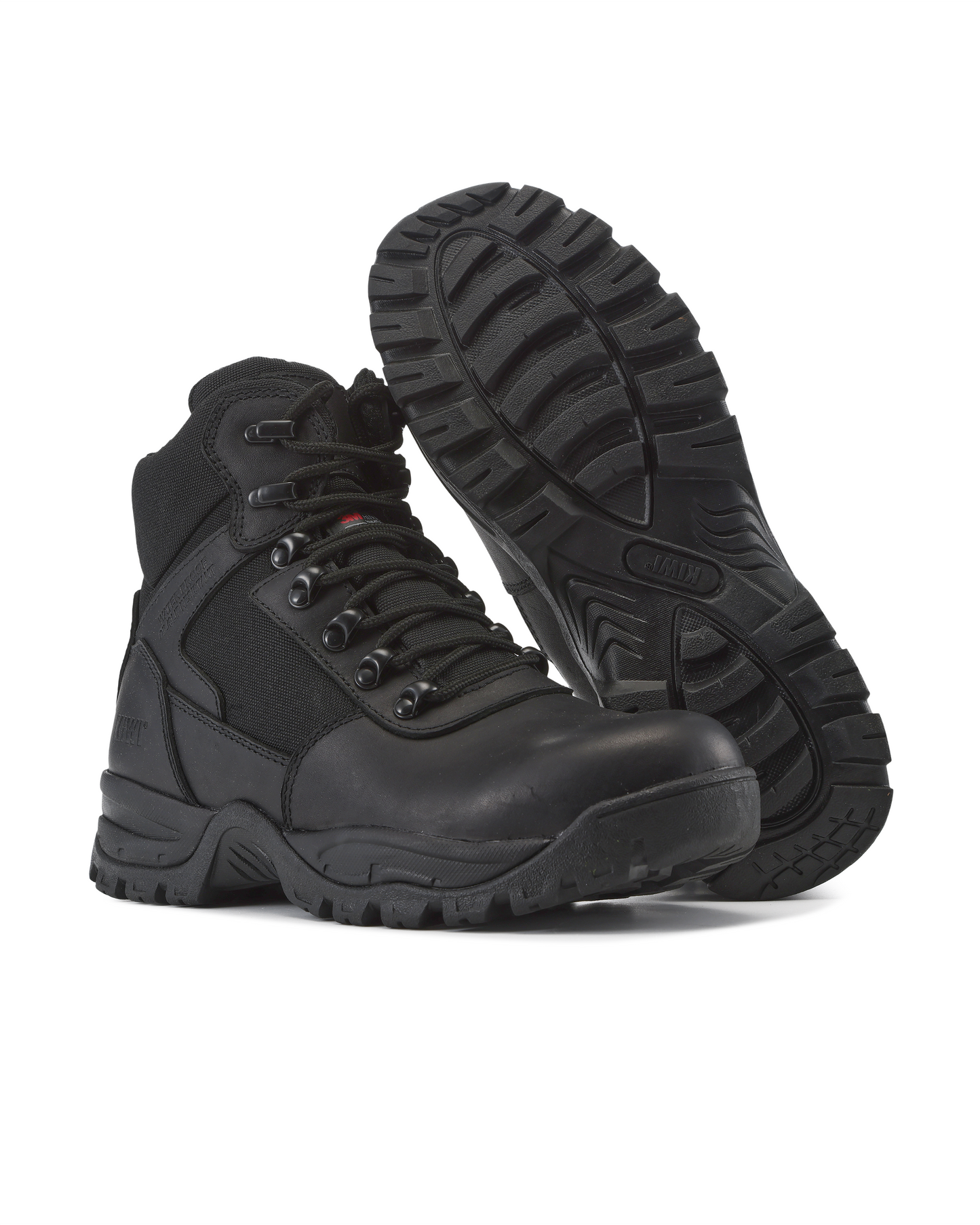 Kiwi Rugged Black Full Grain Leather Mid-Cut 6" Zipped Waterproof Tactical Boots [R63100]