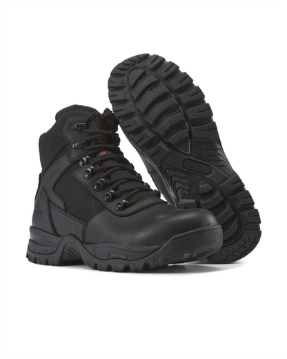 Kiwi Rugged Black Full Grain Leather Mid-Cut 6" Zipped Waterproof Tactical Boots [R63100]