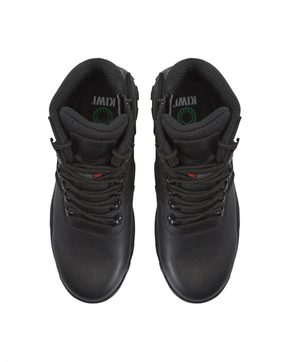 Kiwi Rugged Black Full Grain Leather Mid-Cut 6" Composite Toe Zipped Waterproof Tactical Boots [68100]