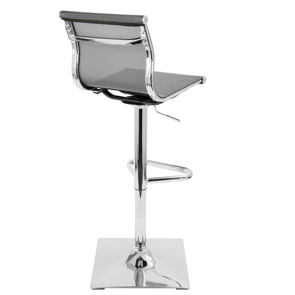 Contemporary adjustable barstool with swivel pearl silver mesh back chrome base on Tampa Home & Garden Store
