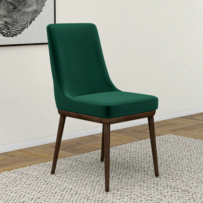 Kate mid-century modern dining chair emerald green upholstery with dark wood legs set of 2 on Tampa Home & Garden Store