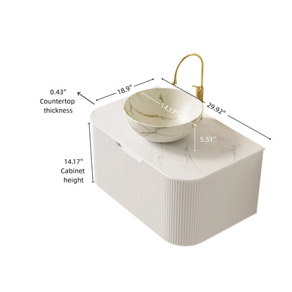 Modern 30-in Bathroom Vanity with ceramic sink, countertop, gold faucet HouseOfZazla on Tampa Home & Garden Store