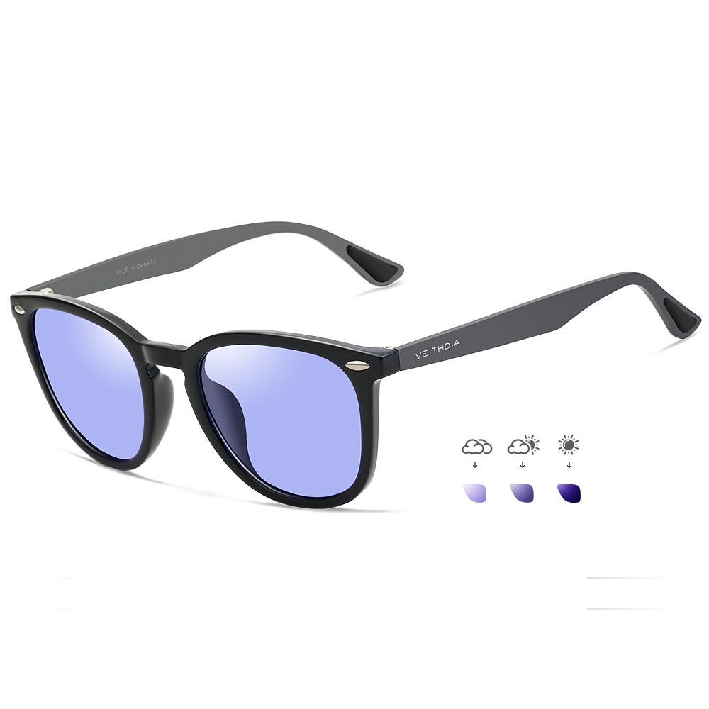 Sunglasses black aluminum TR90 frame with blue mirror photochromic lenses VEITHDIA on Tampa Home & Garden Store
